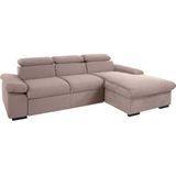COTTA Ecksofa »Lola L-Form«, (Set, mit Hocker), mit Hocker & Kopfteilfunktion, wahlw. Bett- und Armteilfunktion