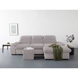 COTTA Ecksofa "Lola L-Form", (Set, mit Hocker), mit Hocker & Kopfteilfunktion, wahlw. Bett- und Armteilfunktion