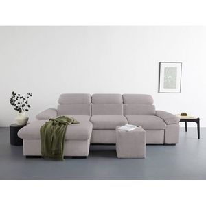 COTTA Ecksofa »Lola L-Form mit Kopfteilfunktion & Hocker«, (Set, mit Hocker), wahlweise mit Bettfunktion, Bettkasten & Armteilverstellung