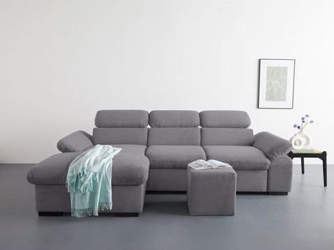 COTTA Ecksofa "Lola L-Form", (Set, mit Hocker), mit Hocker & Kopfteilfunktion, wahlw. Bett- und Armteilfunktion