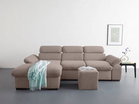 COTTA Ecksofa "Lola L-Form", (Set, mit Hocker), mit Hocker & Kopfteilfunktion, wahlw. Bett- und Armteilfunktion