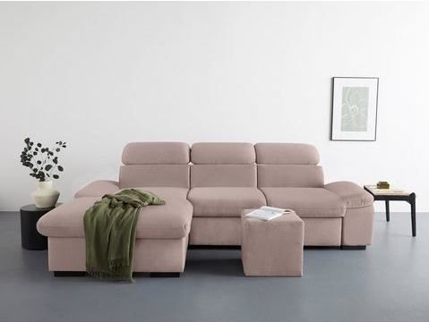 COTTA Ecksofa "Lola L-Form", (Set, mit Hocker), mit Hocker & Kopfteilfunktion, wahlw. Bett- und Armteilfunktion