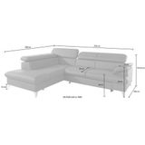 COTTA Ecksofa "Caluso L-Form", inklusive Kopfteilverstellung, wahlweise mit Bettfunktion