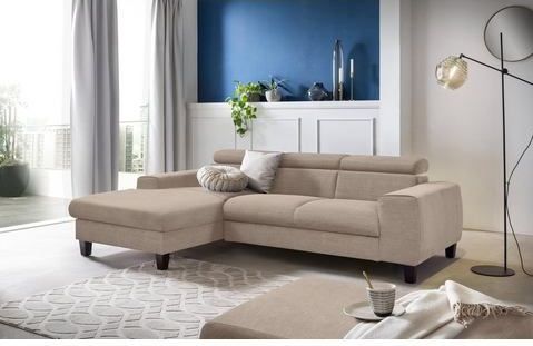 COTTA Ecksofa "Morven L-Form", Inklusive Kopfteilverstellung, wahlweise mit Ladestation, Bettfunktion