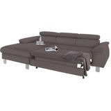 COTTA Polstergarnitur "Komaris", (Set), bestehend aus Ecksofa und Hocker, mit Kopfteilverstellung