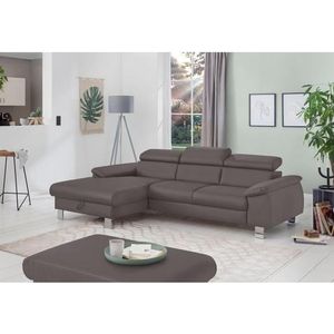 COTTA Polstergarnitur "Komaris", (Set), bestehend aus Ecksofa und Hocker, mit Kopfteilverstellung