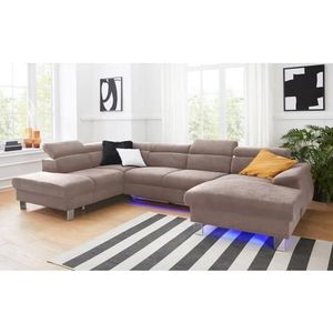 COTTA Polstergarnitur "Komaris U-Form", (Set), Set bestehend aus: Wohnlandschaft mit Kopfteilverstellung & Hocker