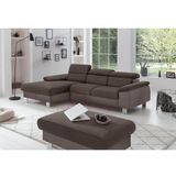 COTTA Polstergarnitur "Komaris L-Form", (Set), Set bestehend aus: Ecksofa mit Kopfteilverstellung & Hocker