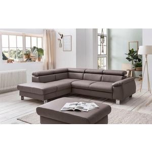 COTTA Polstergarnitur »Komaris«, (Set), Set: bestehend aus Ecksofa und Hocker, Kopfteilverstellung