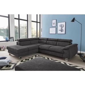 COTTA Polstergarnitur »Komaris«, (Set), Set: bestehend aus Ecksofa und Hocker, Kopfteilverstellung