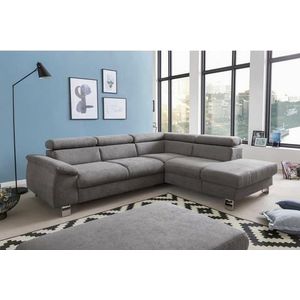 COTTA Polstergarnitur »Komaris«, (Set), Set: bestehend aus Ecksofa und Hocker, Kopfteilverstellung