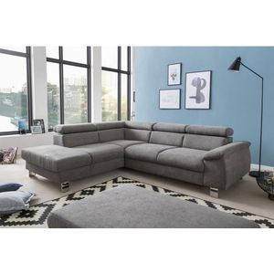 COTTA Polstergarnitur »Komaris«, (Set), Set: bestehend aus Ecksofa und Hocker, Kopfteilverstellung