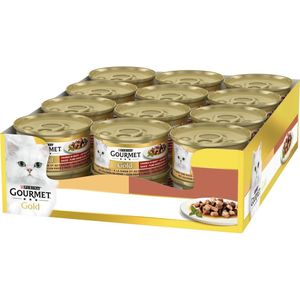 Gourmet Gold Fijne Hapjes - Kattenvoer Natvoer - Kalkoen & Eend - 24 x 85 g