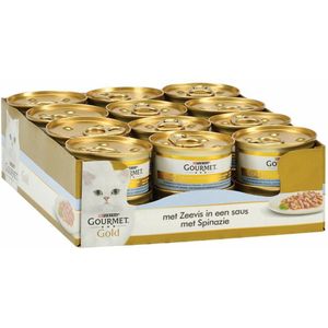 Gourmet Gold Luxe Mix - Kattenvoer Natvoer - Zeevis & Spinazie - 24 x 85 g