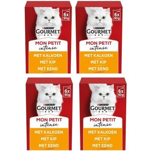 GOURMET MON PETIT INTENSE | Volwassen Kat | Natvoer | Gevogelte: eend, kip, kalkoen | 8 stuks van 6 x 50 g | vershoudzak