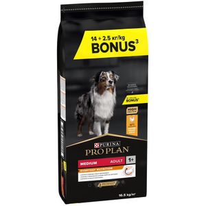 14 kg + 2,5 kg gratis Purina Pro Plan honden droogvoer 16,5 kg  - Medium Adult Optibalance - Kip & Rijst (16,5 kg)