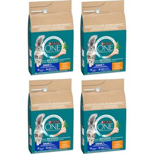 Purina One Senior - Kattenvoer Droogvoer - Kip & Volkoren Granen - 4 x 3 kg