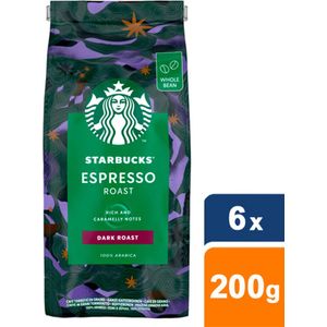 STARBUCKS Espresso Roast, Dark Roast, Koffiebonen 200g (6 Zakken)