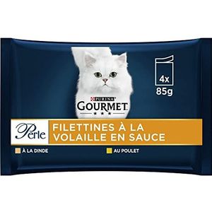 PURINA Gourmet Pearl Poultry Filettines in saus, kattenvoer, 12 x (4 x 85 g)
