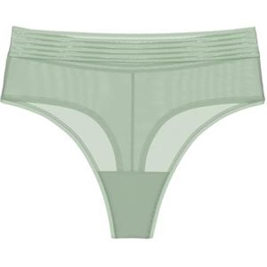 Triumph Dames Tempting Sheer Highwaist String Slips, Silky Green, XS