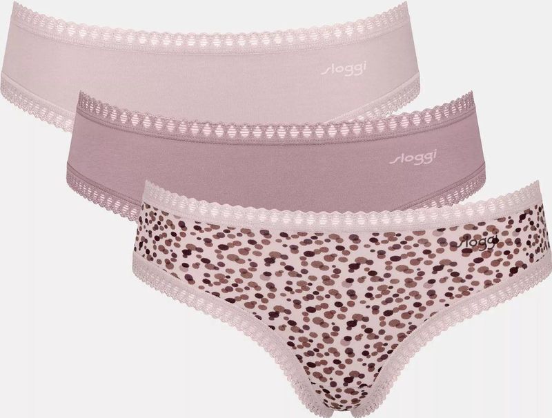 sloggi GO Crush Hipster 3 pak Dames Onderbroek Cacoa Bruin combinatie