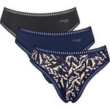 Sloggi - Crush Go - High Legs Slips Dames - Blauw - Biologisch Katoen - 3-Pack