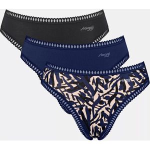 Sloggi - Crush Go - High Legs Slips Dames - Blauw - Biologisch Katoen - 3-Pack