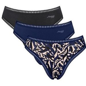 SLOGGI - Go Crush - Set van 3 Hoog Uitgesneden Slips - Blauw - Katoen