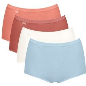 Sloggi Women Basic+ Maxi (4-pack), dames slip, wit, lichtblauw, abrikoos, terra