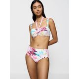 Bikinislip - Bloemenprint - Witte Fond - 77% Polyamide, 23% Elasthan