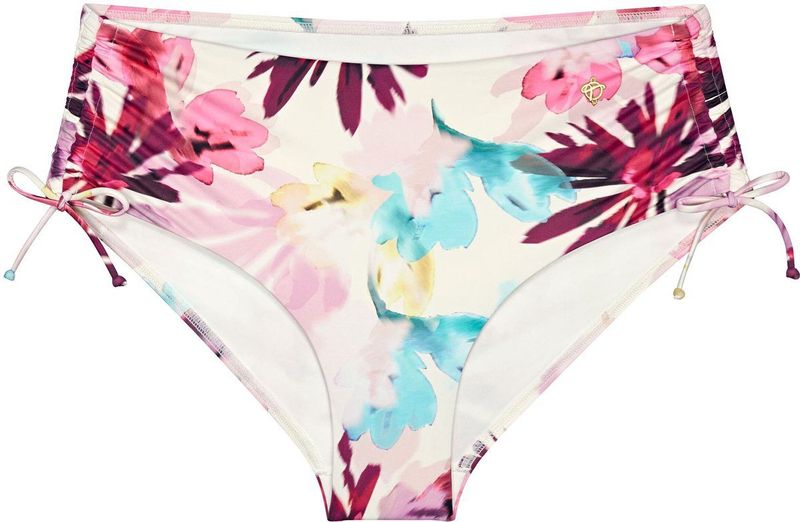Bikinislip - Bloemenprint - Witte Fond - 77% Polyamide, 23% Elasthan