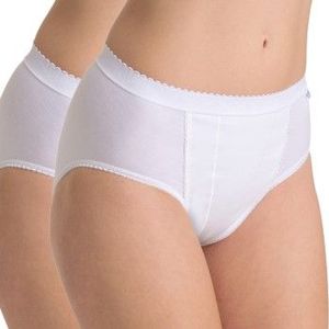 SLOGGI - Slip - Wit - Katoen - Set van 2 Slips Platte Buik Control