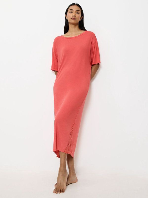 Nachthemd - Zacht - Korte Mouwen - Stof - Met Kant