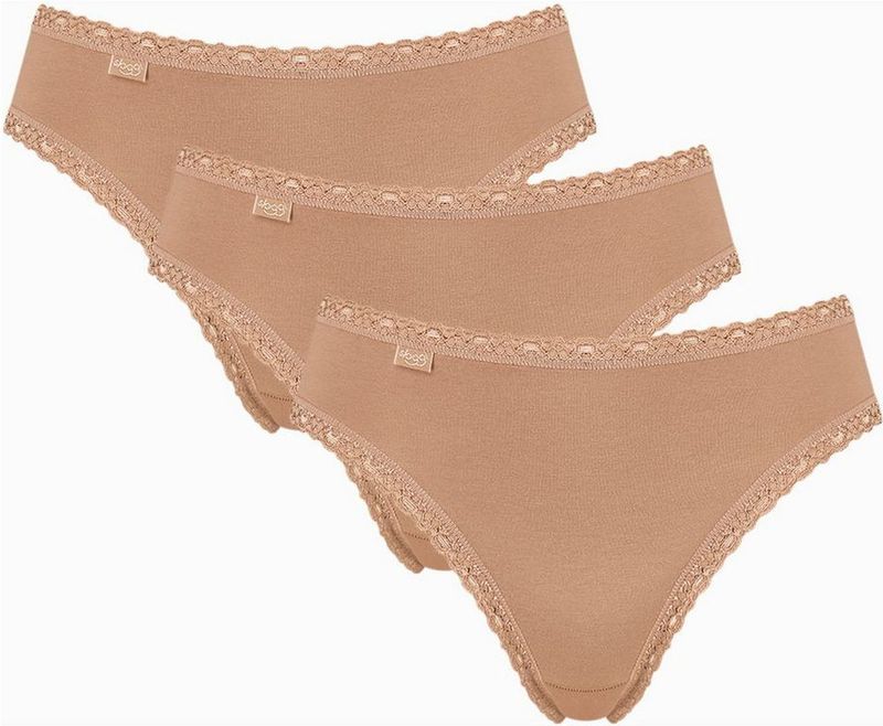 Sloggi - 24/7 Cotton Lace - Slips - Zwart - Katoen - 3-Pack