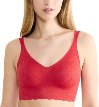 Sloggi - Zero Feel - Kanten Top - Rood - Bh Top met Smalle Bandjes - Uitneembare Vulling
