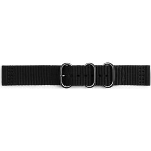 Deluxe Nylon Nato Horlogeband Zwart Grijs Gestreept