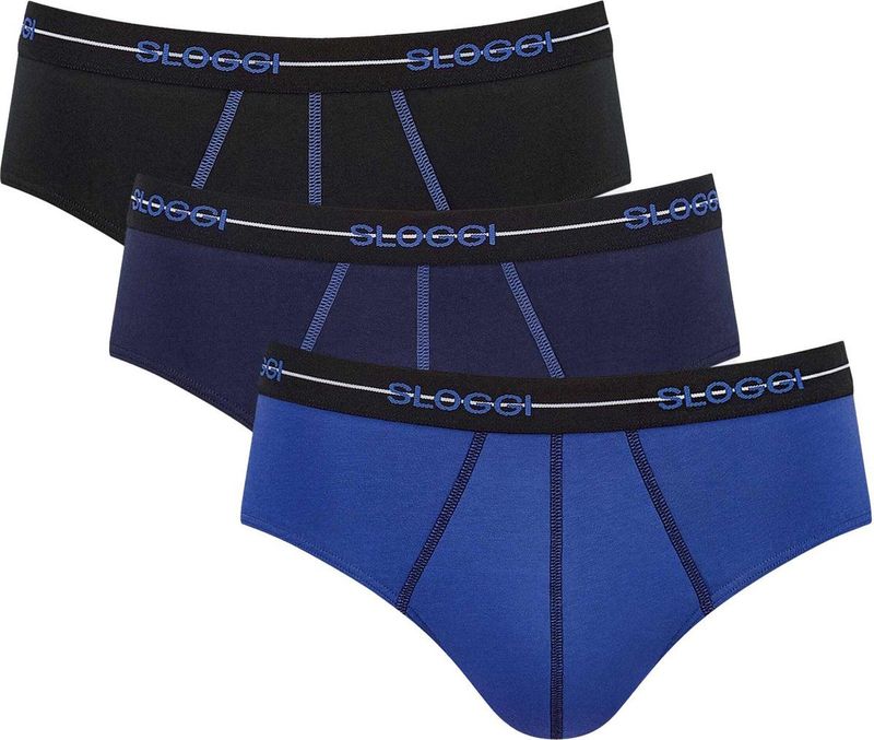 SLOGGI - Set van 3 Slips - Blauw - Violet - Zwart - Katoen