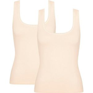 Sloggi 2-pack dames hemden GO brede band - Biologisch katoenen dames onderhemd - Ronde hals  - Creme