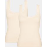 GO - Dames Hemden - 2-Pack - Biologisch Katoen - Ronde Hals - Creme