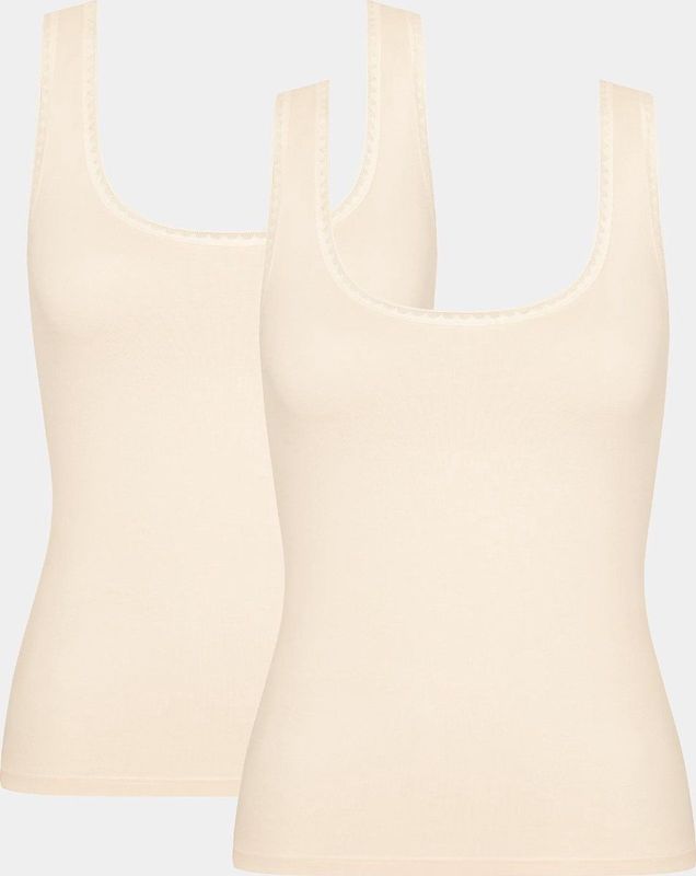 GO - Dames Hemden - 2-Pack - Biologisch Katoen - Ronde Hals - Creme