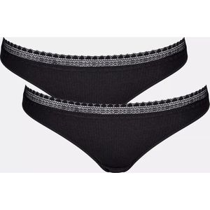 Sloggi - GO Ribbed - Brazilian Slip - Zwart - 2-pack