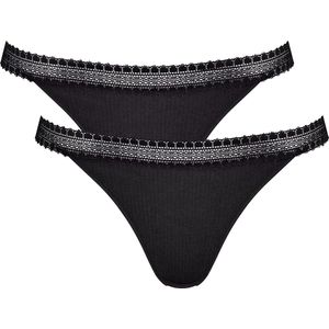 SLOGGI - Go Ribbed - Tanga - Zwart - Modal - Set van 2