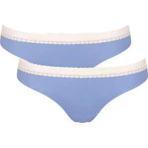 Sloggi - GO Ribbed - Katoenen Brazilian Slip - Blauw - 2-pack
