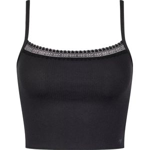 Sloggi Dames Go Ribbed Crop Top Pyjama Top, zwart, M
