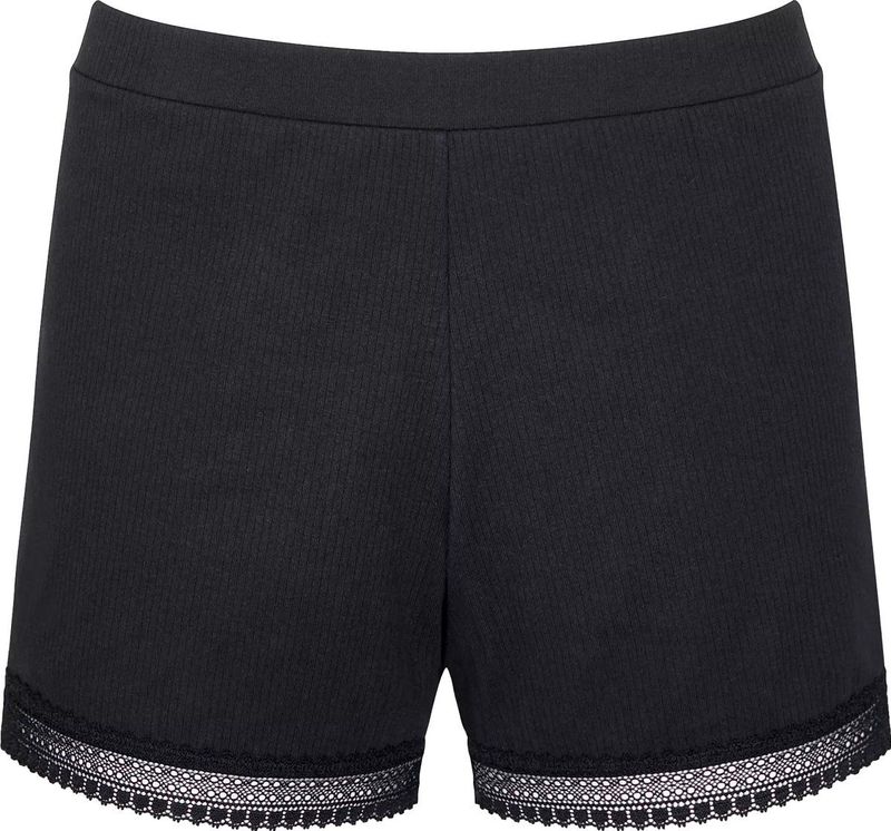 Sloggi - GO Ribbed Short - Katoenen Slaapshort - Zwart