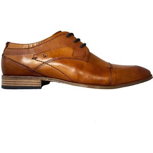 Bugatti Heren Veterschoenen - Cognac - Maat 44