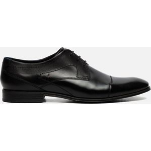 bugatti Zakelijke halfhoge schoen van leer, derby met kruiskap en elegante lijnen, zwart, 41 EU