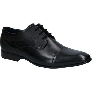 bugatti Heren zakelijke halfhoge schoen van leer, derby met dwarskap en elegante lijnenvormgeving derby's, zwart, 46 EU