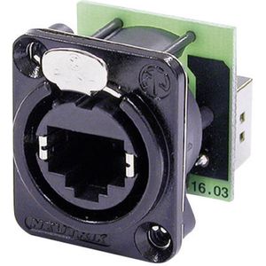 Neutrik NE8FDP-B RJ45 doorgangs-inbouwbus, zwart verchroomde D-behuizing