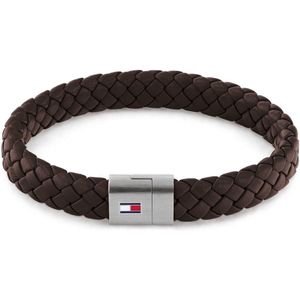 Tommy Hilfiger Sieraden Heren Lederen Armband Bruin - 2790330, Eén maat, Roestvrij staal, Geen edelsteen